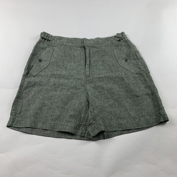 Athleta Aspen Olive Linen Voyager Bermuda Short 12 - Picture 2 of 7